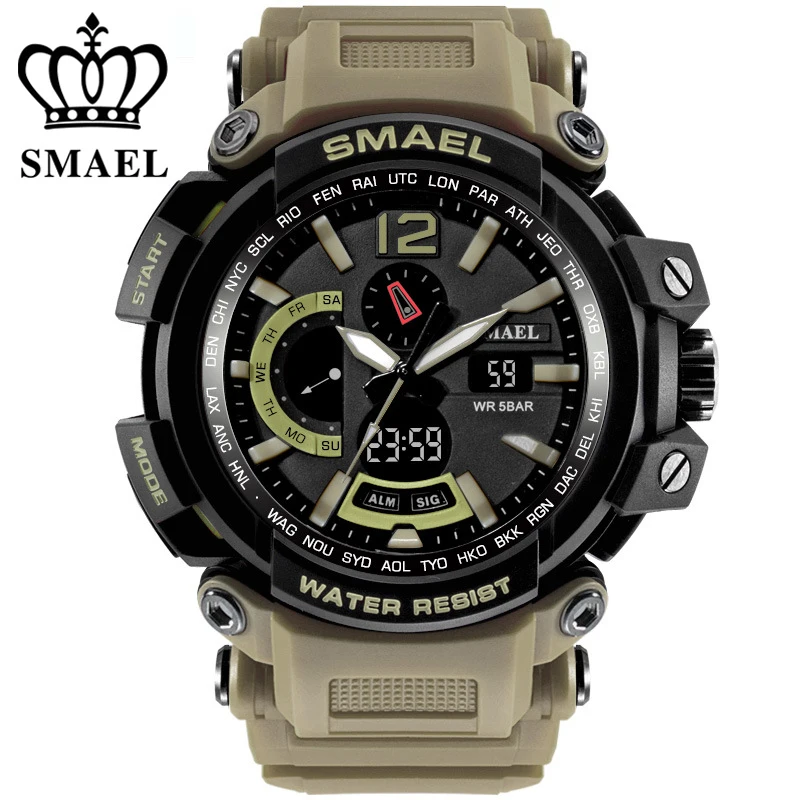 

Military Watch Waterproof 50M Quality Brand Sport Watches Dual Digital Men Clock Military Army Chronograph Big Men Watch Sport