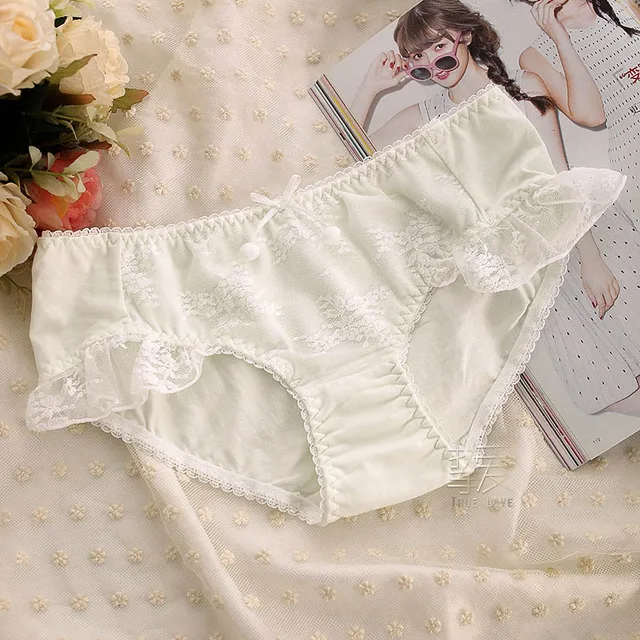 2017 Autumn New Japanese Cute Girl Low Waist Sexy Panties Lace Cotton