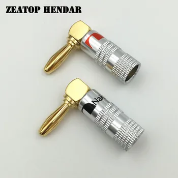 

50Pcs Nakamichi Right Angle 90 Degree Screws Type Banana Plug Speaker Cable Connector Brass Gold Plated