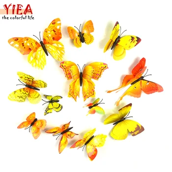 

Butterfly Wall Stickers Double Layer 3D Butterflies colorful bedroom living room Home Fridage Decor 12pcs/lot 4 colors