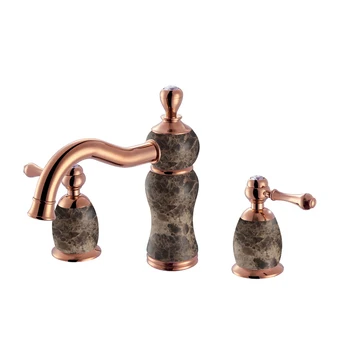 

Azos Split FaucetSoft Basin Brass Jade Gold Cold and Hot Switch Continental Shower Shower Room Double Handle Three Holes Round