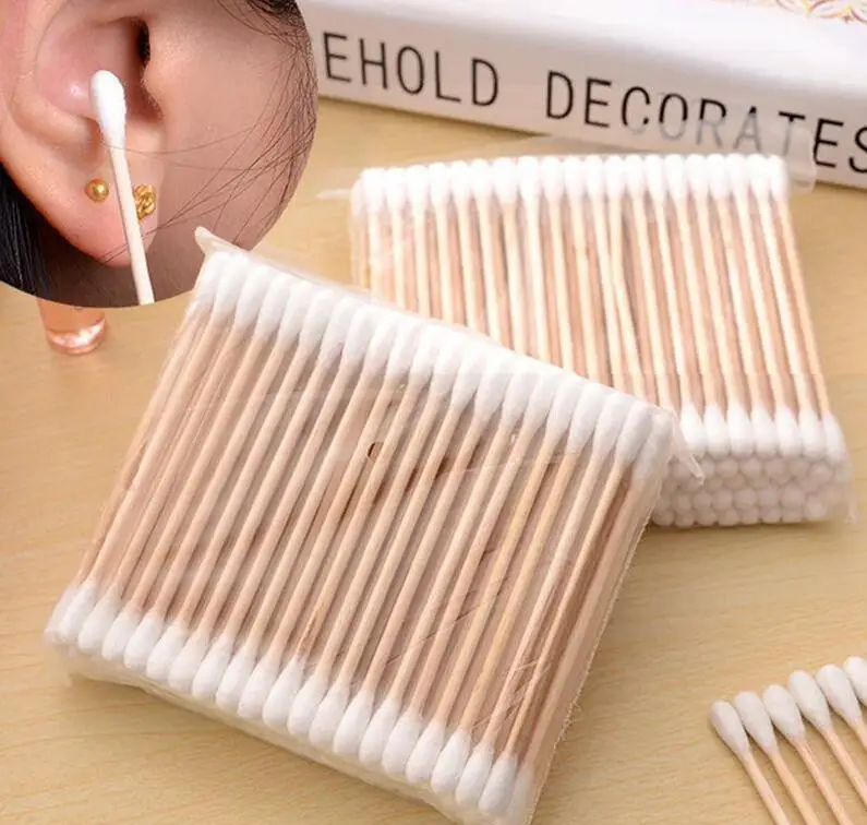 100pcs Women font b Beauty b font Makeup Cotton Swab Cotton Buds Make Up Wood Sticks