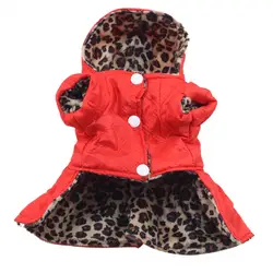 Зима собака кошка леопард одежда пальто Одежда Щенок толстовка 100% хлопок теплое платье XS-XL