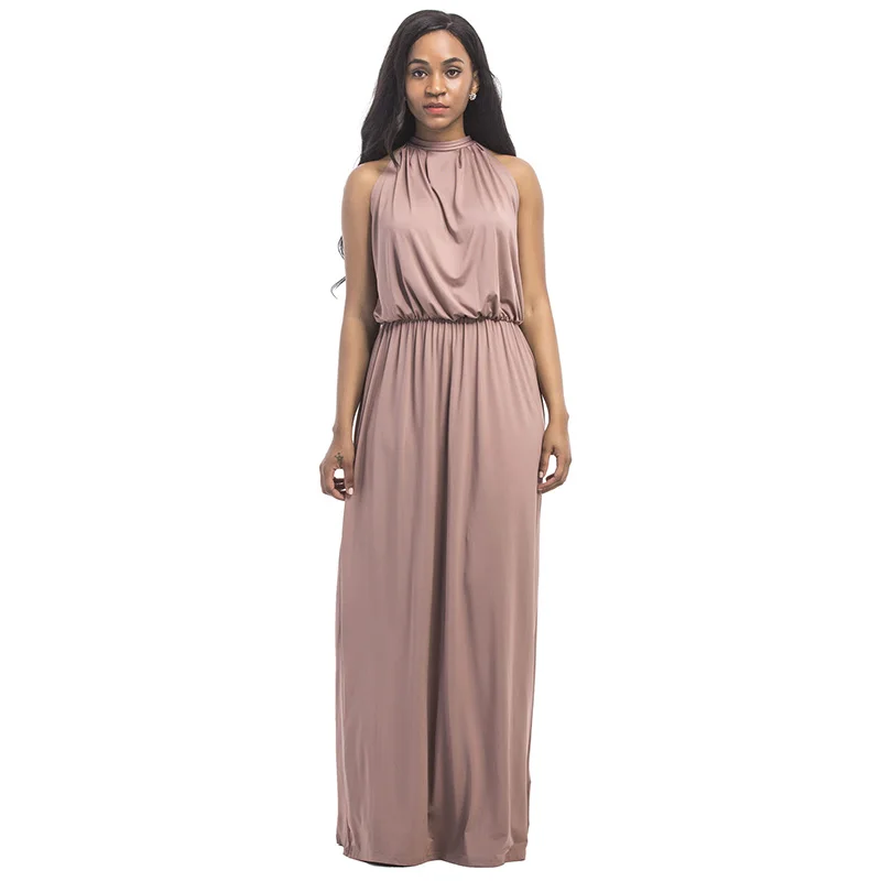 Kostlich Loose Casual Plus Size Ladies Dreses Elastic Waist Back Bow Tie Sexy Women Long Dress O-Neck Sleeveless Summer Dress (2)