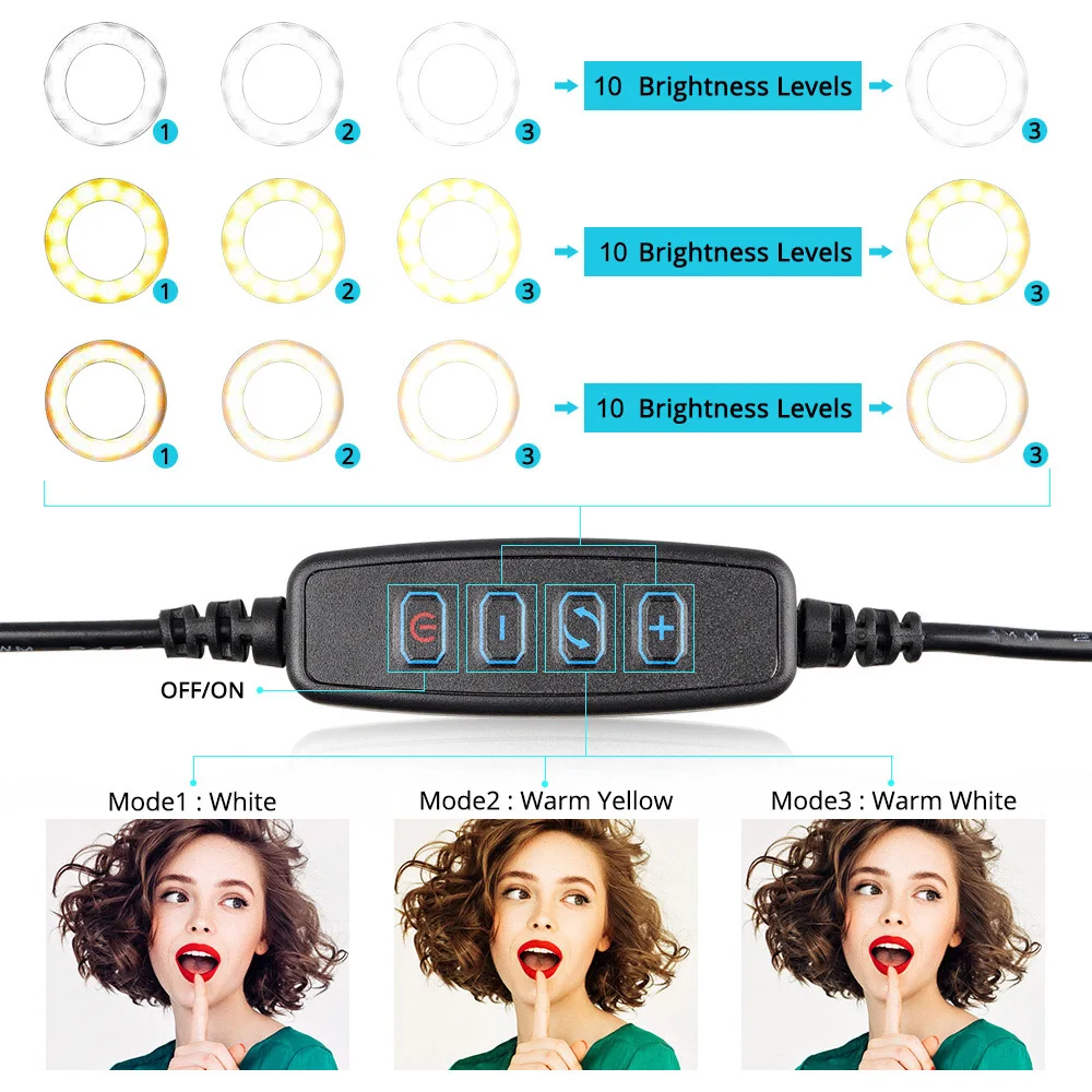 Кольцевой светильник spash RL-10, 26 см, USB, с регулируемой яркостью, кольцевая лампа, светодиодный кольцевой светильник с держателем для телефона, штатив, подставка для макияжа, кольцевая лампа для видео