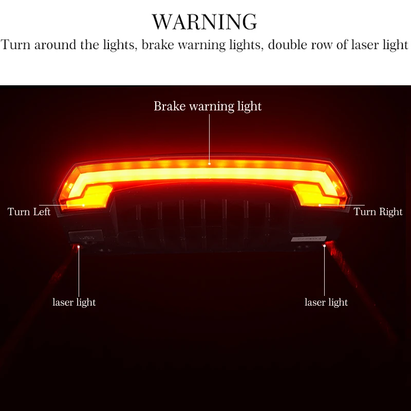 Top ROCKBROS Bike Bicycle LED Seatpost Tail Light Wireless MTB Safety Warning Bike Waterproof Intelligent Remote Control Rear Lamp 2