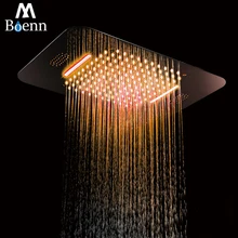 580*380mm Shower Head LED Light Ceiling SUS304 Bathroom Shower Accessories Music FM Radio Bluetooth Waterfall Rainfall Showers