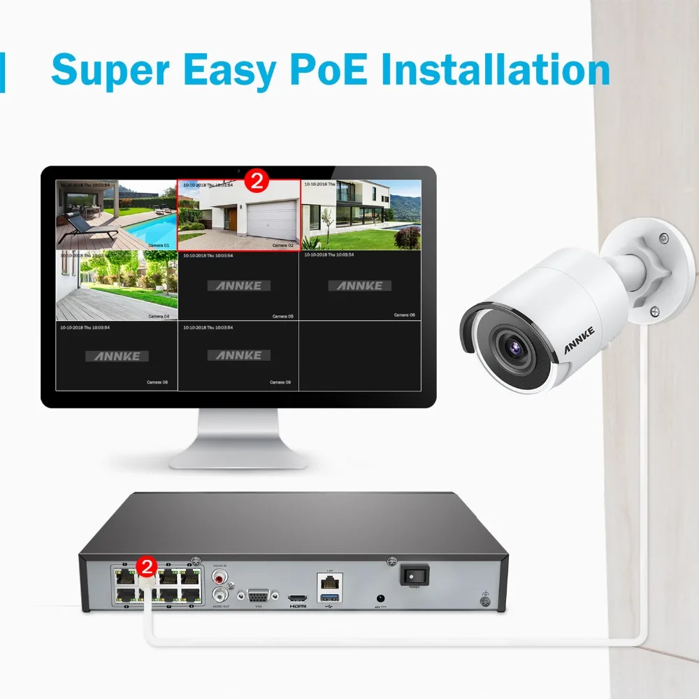 ANNKE 8CH 4K Ultra HD POE сетевая видео система безопасности 8MP H.265+ NVR с 8 шт 8MP 30m EXIR ночное видение уличная IP камера