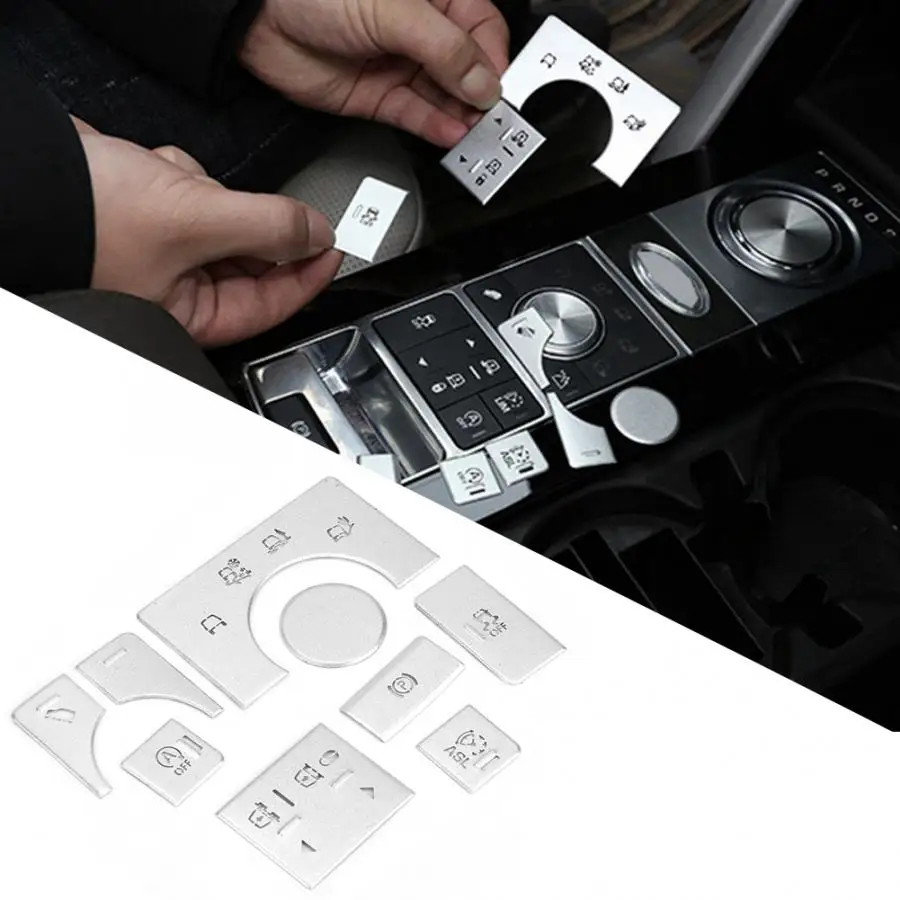 9 шт. наклейка для внутренней центральной консоли из сплава на кнопках для Land Rover Range Rover Sport стикер для автомобильных кнопок