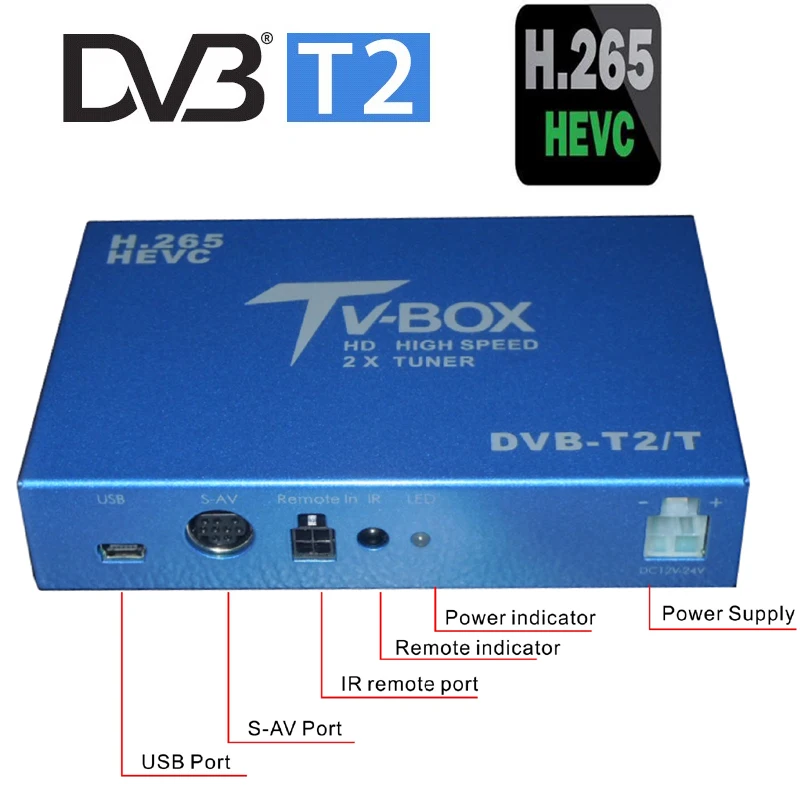 Новейшая DVB-T2 H.265 автомобильное Цифровое ТВ-приемник D tv Mobile 2 Антенна HD DVB T2/H265.HEVC для Германии Netherland чешского ЕС страны