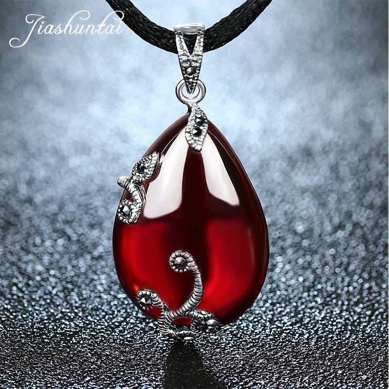 Женское Ожерелье подвеска из серебра 925 пробы с красным камнем|sterling pendant|pendant