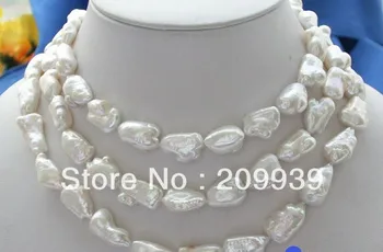 

free shipping 002746 46" 20MM WHITE KESHI REBORN PEARL NECKLACE