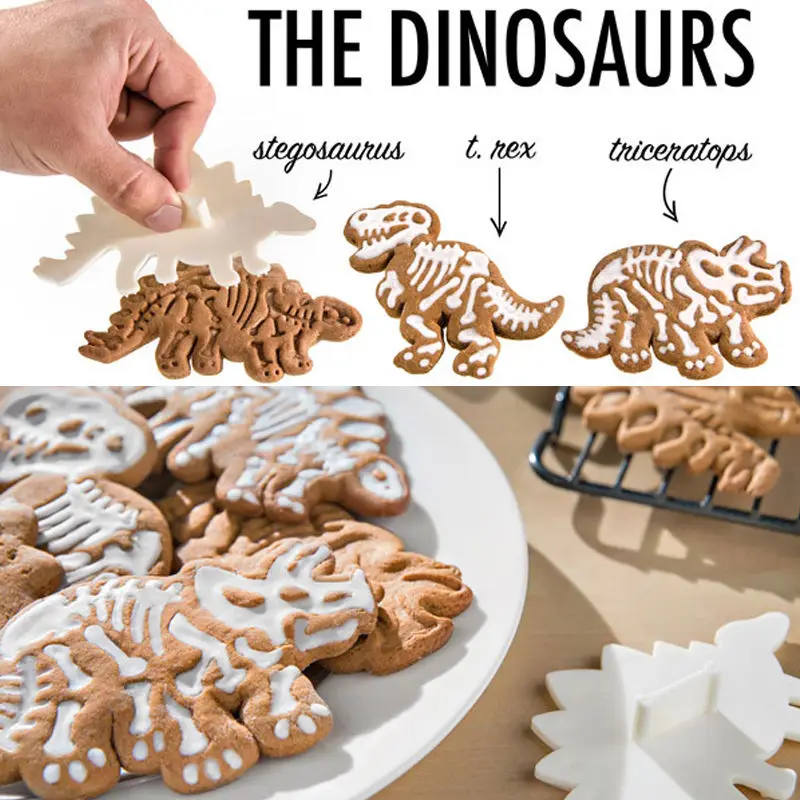 6Pcs Plastic Dinosaur Cookies Cutter Biscuit Pastry Cake Fondant Mould Set Home