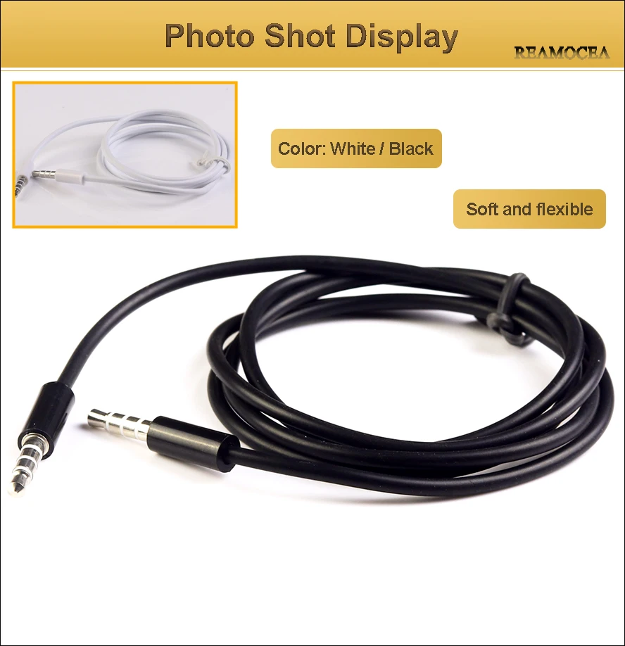 Reamocea 3.5 mm 4 Pole Jack to 3.5mm Male Car Audio AUX Cable Cord Extended Auxiliary Cable Headphone Auxiliary Wire Core 1M (12)