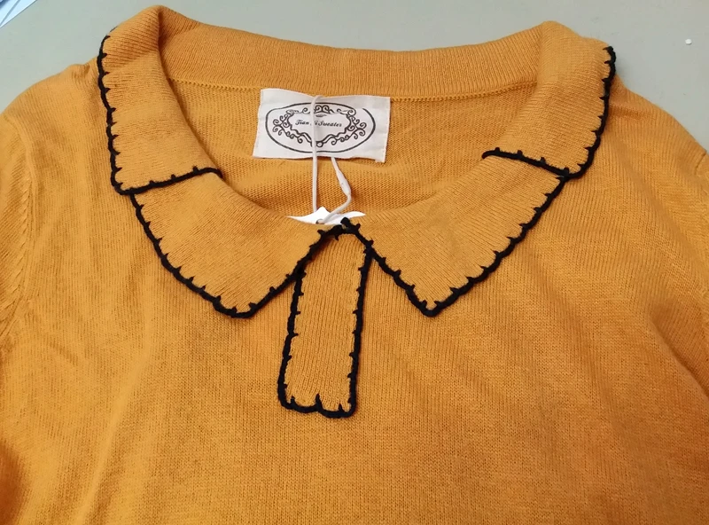 Fashion Spring autumn Women Turn-down collar Contrast colors soft thin Knitted Sweater Female Pullover Ladies Full-Sleeve TOPS