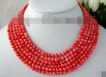 

song voge gem nanJ0808 pink round coral necklace 925silver clsap