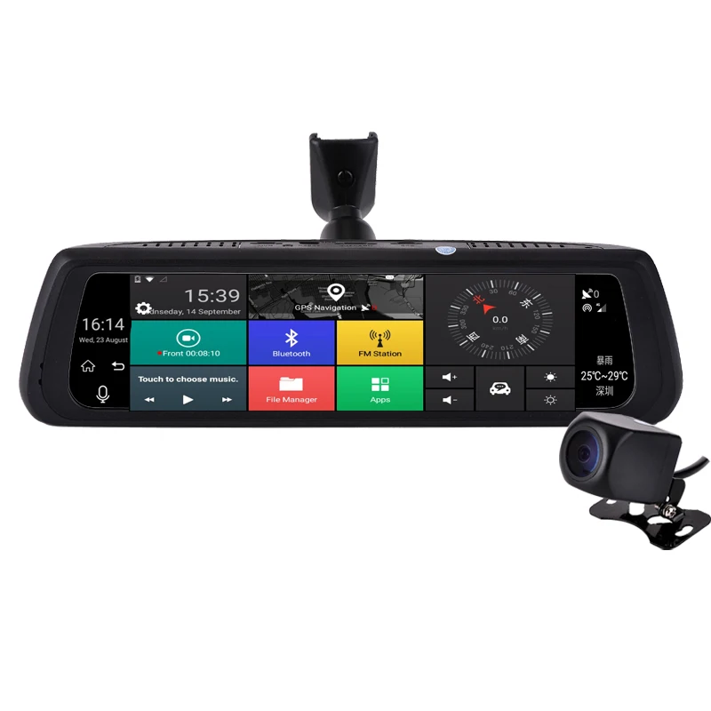 Специальное Автомобильное зеркало заднего вида DVR камера gps навигация Bluetooth wifi ADAS Автомобильная помощь двойной объектив видеорегистратор