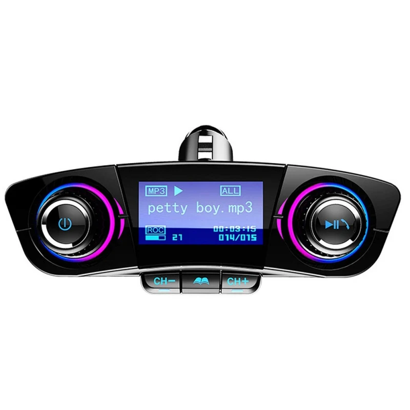 Автомобильный Aux bluetooth комплект громкой связи fm-передатчик ЖК MP3-плеер двойное зарядное устройство USB 2.1A TF карта U диск Hands Free автомобильный комплект