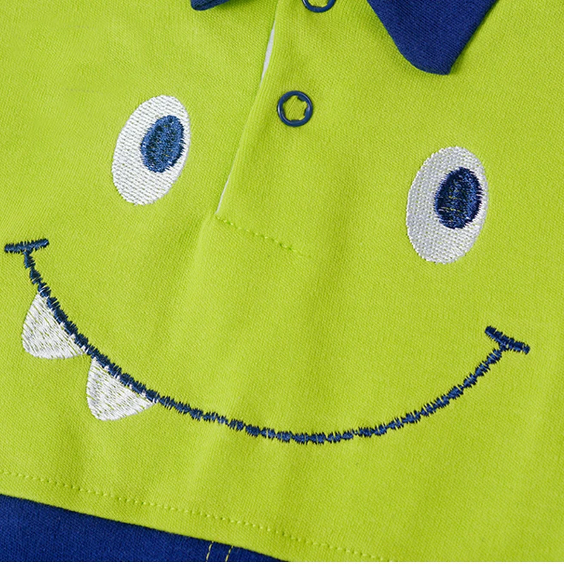 2018 Newborn Baby Bodysuit Short Sleeve Tiny Cottons Baby Boy Clothes 0-9M Infant Jumpsuit BlueGreen Baby Bodysuit Clothing Set (7)