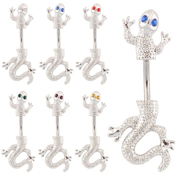 

Piercing belly button rings Gecko body piercing body jewelry Woman navel rings Wholesale 14G stainless steel bar