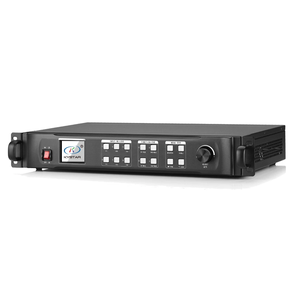 

kystar U1 HD LED Video Processor input DVIx1 VGAx1 HDMIx1 CVBSx2 USBX1 output DVIX2 AudioX1 1920x1200 no SDI port