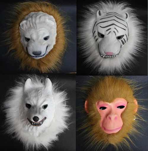 Tiger halloween Masquerade Horror Mask Soft And Light wolf Eva Mask With Long Hair lion Free Shipping Adult Children Monkey
