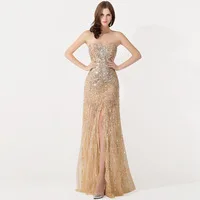 100% Real Photos Sexy Sweetheart Mermaid Evening Dresses Off The Shoulder Sequined Beads Evening Gown Prom Dresses