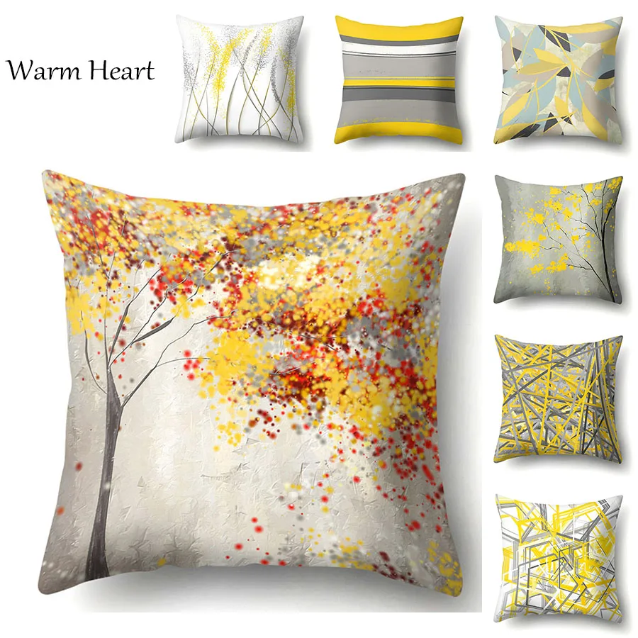 

Plant Cushion Cover Maple Tree Print Pillow Case Paddy Polyester 45*45 CM Throw Pillow Cover Decoration For Home Office Bedroom