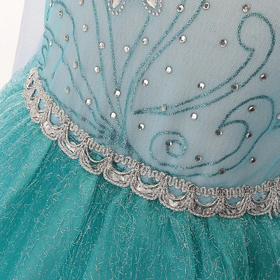Girls Princess Elsa Dress up Costme with Diamond (13)