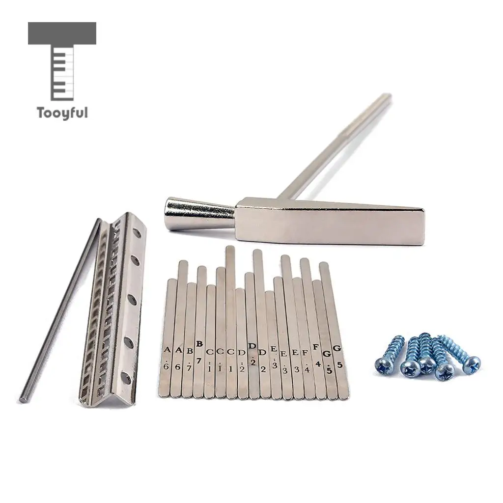 Tooyful 1 Set DIY 17 Note Kalimba Thumb Piano Steel Keys with Tuning Hammer African Musical Instrument Parts