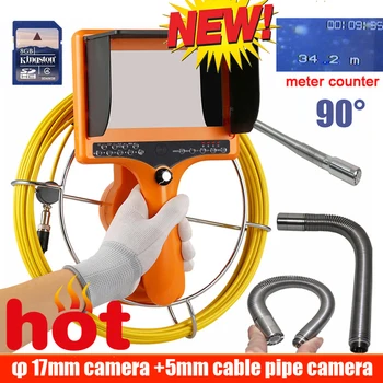 

90 degree DVR Underwater Video Pipe Inspection Camera sony CCD600TVL 9Pcs LED Lights Sewer Camera with 17mm long camera head