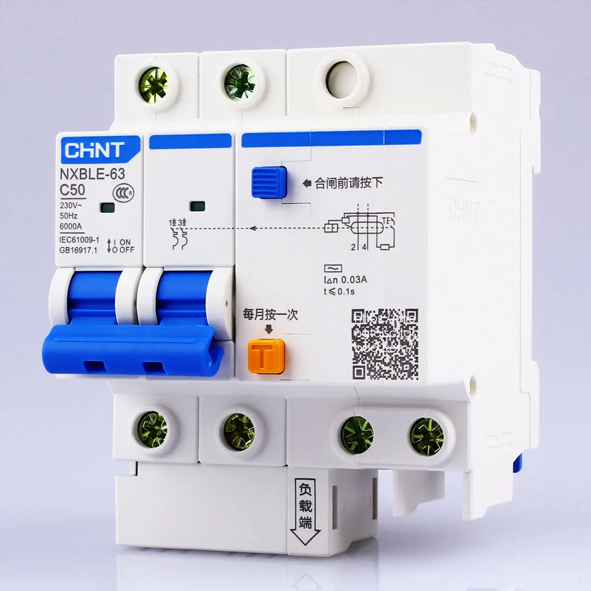 interruptor operado corrente residual nxble 63 rcbo 01
