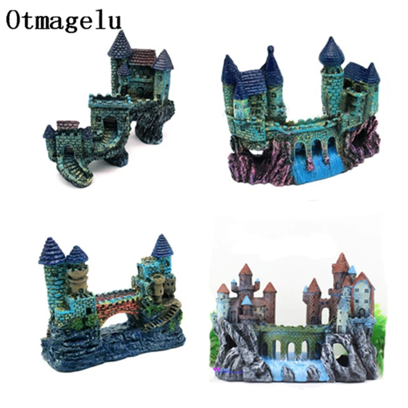 Beautiful Aquarium Decoration Ornament Ancient Castle Resin Background For Fish Tank Aquarium Accessories Live Fish Hide House11