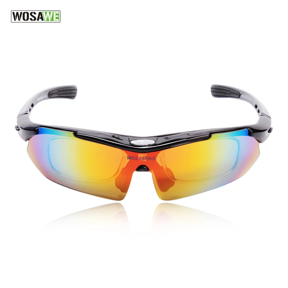 WOSAWE Professional Black Cycling Glasses Racing Motorcycle Sports