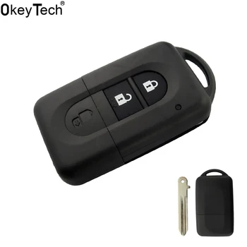 

OkeyTech Replacement New 2 Buttons Remote Car key Shell Cover For Nissan Micra Xtrail Qashqai Juke Duke Uncut Blade Key Fob Case
