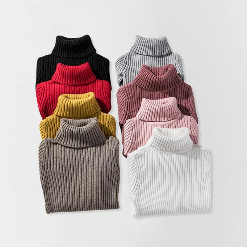 Зима-осень водолазка для мальчиков и девочек свитера Повседневное детские вязанные свитера и пуловеры хлопок детские топы XL333