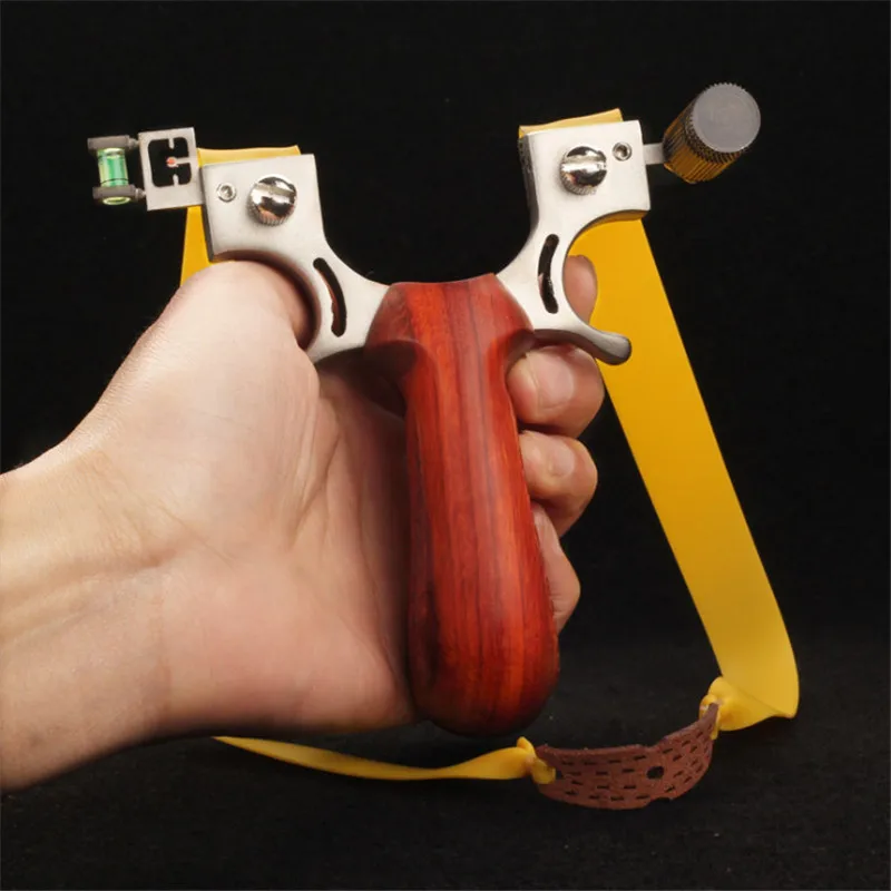 

Stainless steel high-grade flat rubber band competitive slingshot rosewood handle precision outdoor hunting sports catapult