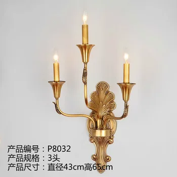 

Fashion copper wall lamp brief restaurant lights bedroom lamp candle lamps Two lights