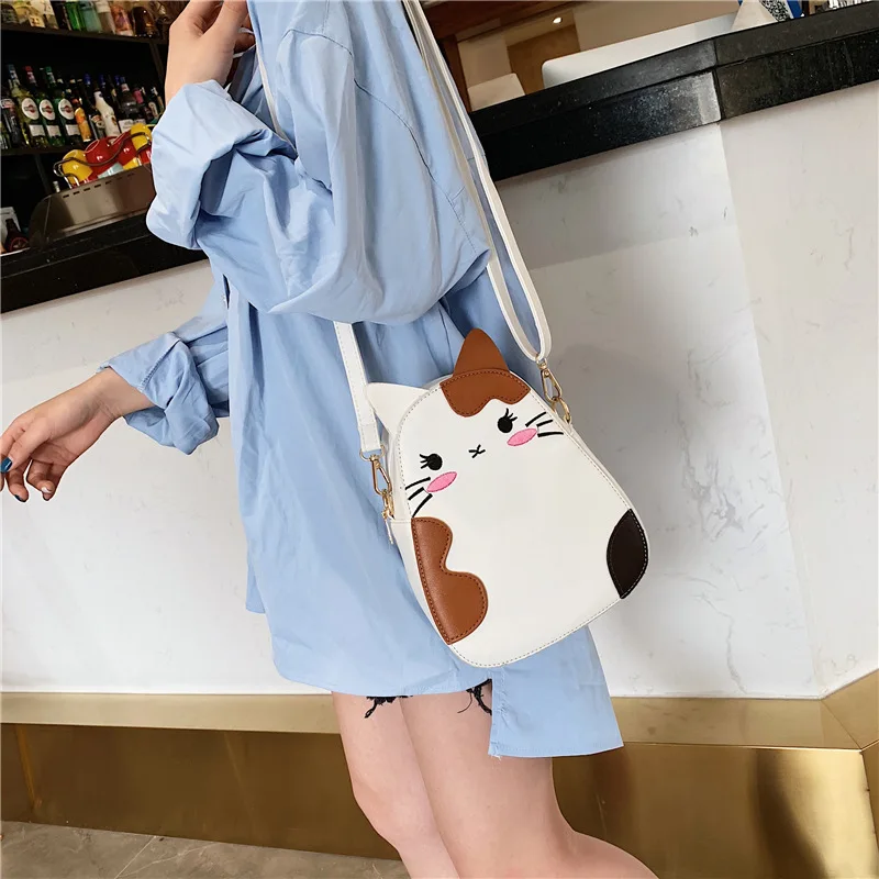 

Fashion Zipper Cartoons cat Women Circular Handbags Messenger 2019 New Female Casual Cute Students School Bags Shoulder Bags