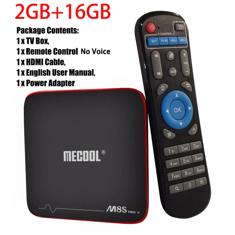 MECOOL M8S PRO W умные ТВ Box Android 7,1 Amlogic S905W 4 ядра, 2 Гб оперативной памяти, 16 Гб встроенной памяти, 1 ГБ 8 ГБ голос Управление 2,4G Wi-Fi 4K set top tv Box - Цвет: 2G 16G No Voice