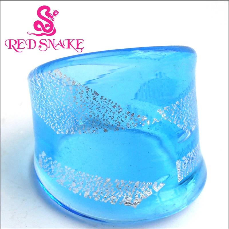 Красный Змеиный Модный кольцо освещенный синий с серебряной фольгой полупрозрачное кольцо из муранского стекла