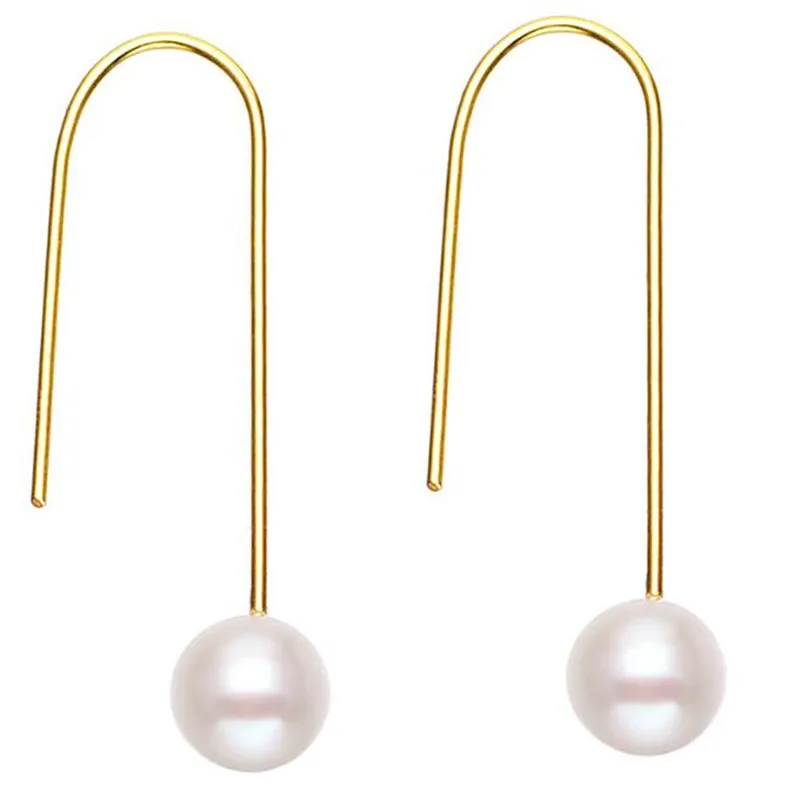 2018 Simple Ear Hook 18K Gold Earrings 5.50-6.00mm Natural Round Pearl Drop Earrings for Women Classic Pearl Jewelry 2018 Simple Ear Hook 18K Gold Earrings 5.50-6.00mm Natural Round Pearl Drop Earrings for Women Classic Pearl Jewelry