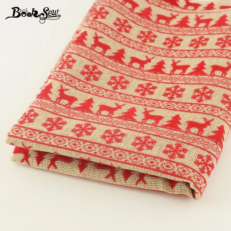 

Booksew Linen Fabric Fat Quarter Meter 50x145cm Christmas Style Sewing Cloth DIY For Cushion Home Decoration Stocking Curtain