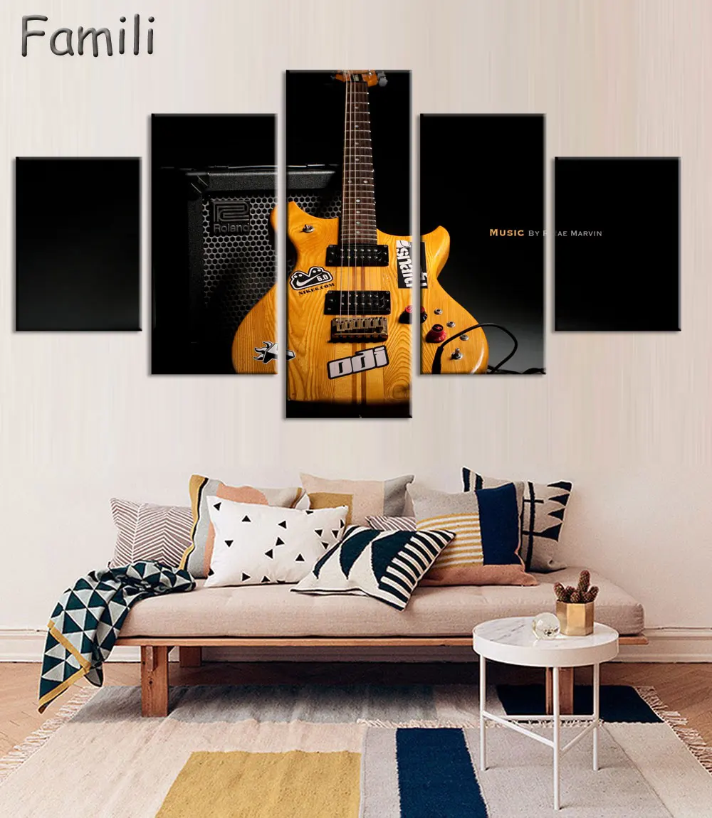 5 шт. настенные картины с изображением электрической гитары|guitar painting|hd printsdecorative