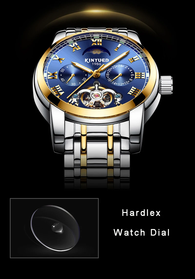 Original Top Brand Mens Business Watches Luminous Hands Skeleton Tourbillon Automatic Watch Mechanical Moon Phase Montre Homme (10)