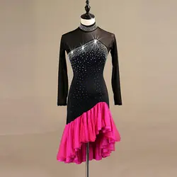 Многоцветное платье для латинских танцев для взрослых и девочек, блестящая Бриллиантовая одежда для выступлений для сальсы, самбы DL3113