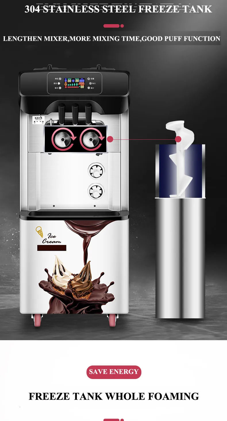 Профессиональный 3 аромата машина для мягкого мороженого конусные формы мягкое мороженое машина