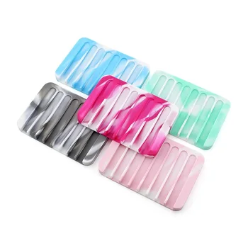 

200pcs/lot Marbled Silicone Soap Rack Container Soap Box Soap Holder for Camping Hiking Home Outdoor Travel -11.5x8x1cm