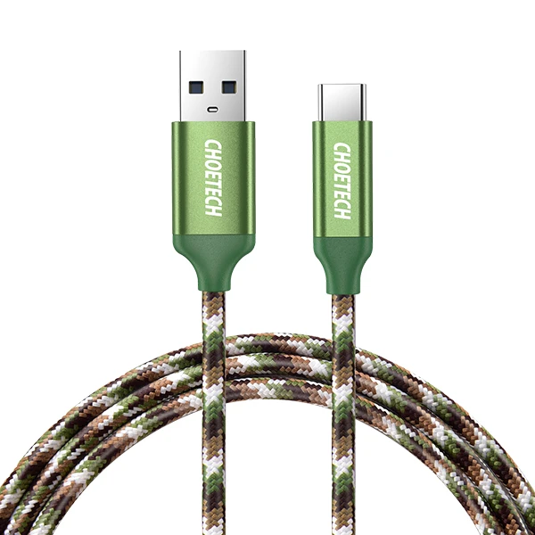 CHOETECH 0,5 м 1 м 2 м usb type-C кабель M Быстрая зарядка Usb 3,0 Usb C кабель для samsung Galaxy S9 S8 USB-C для Xiaomi Redmi huawei - Цвет: Army green