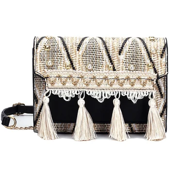 

Lady Fresh Style Handbag Vintage Tassel Messenger Bags For Women Design Summer Cute Flap Chain Shoulder Bag Boh